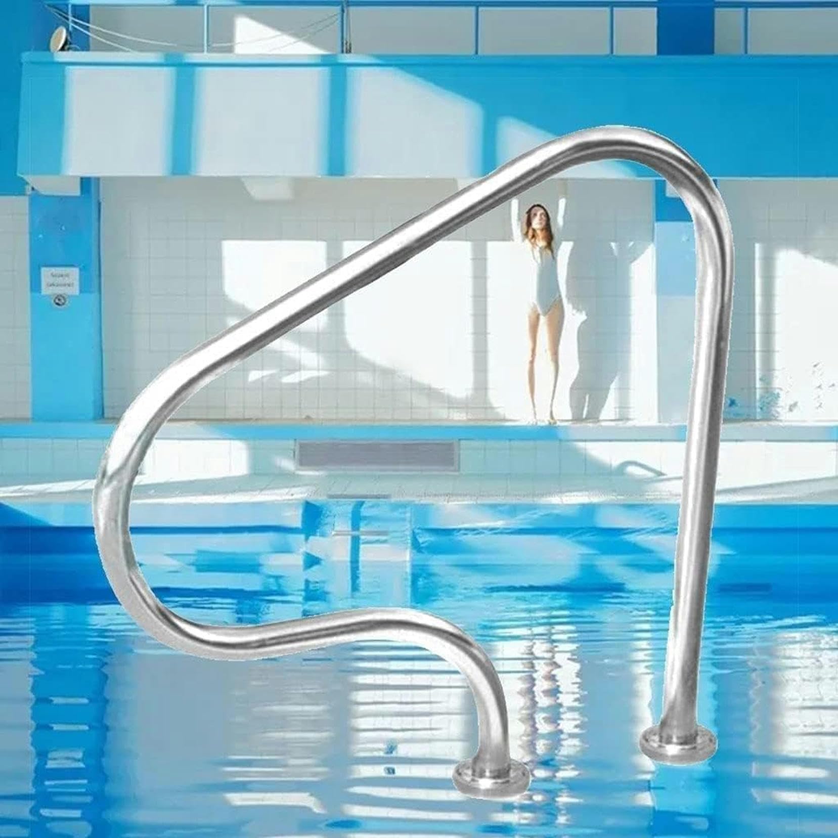 Rampes de piscines creusées robustes en acier poli pour escalier de sécurité