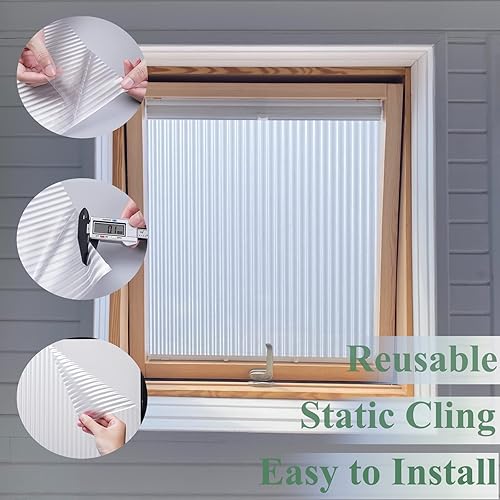 Miniatura 5 de Niviy - Película de privacidad para ventana, no adhesiva, adherencia estática, esmerilada, cubierta de ventana de vinilo, adhesivos decorativos de