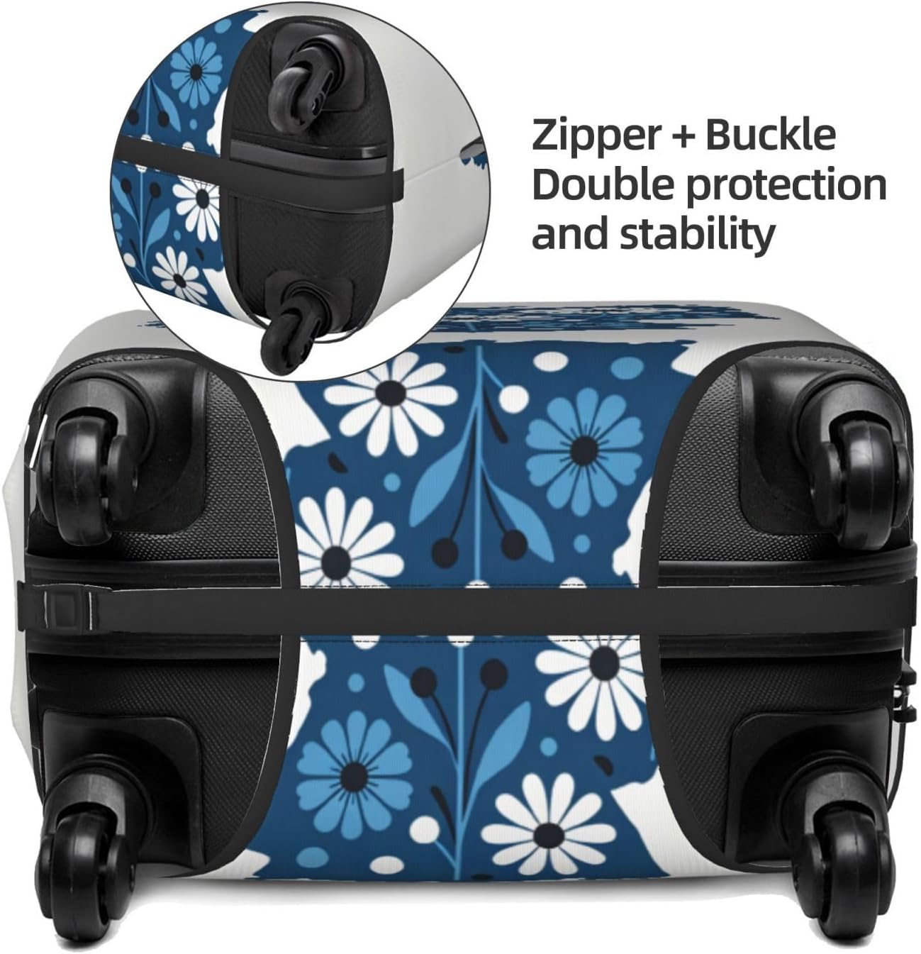 Ger Daisy Map Flagprint Premium Suitcase Cover | Durable Polyester Elastic Luggage Cover With Zipper & Buckle, Travel Suitcase Protector For Medium Large Bags