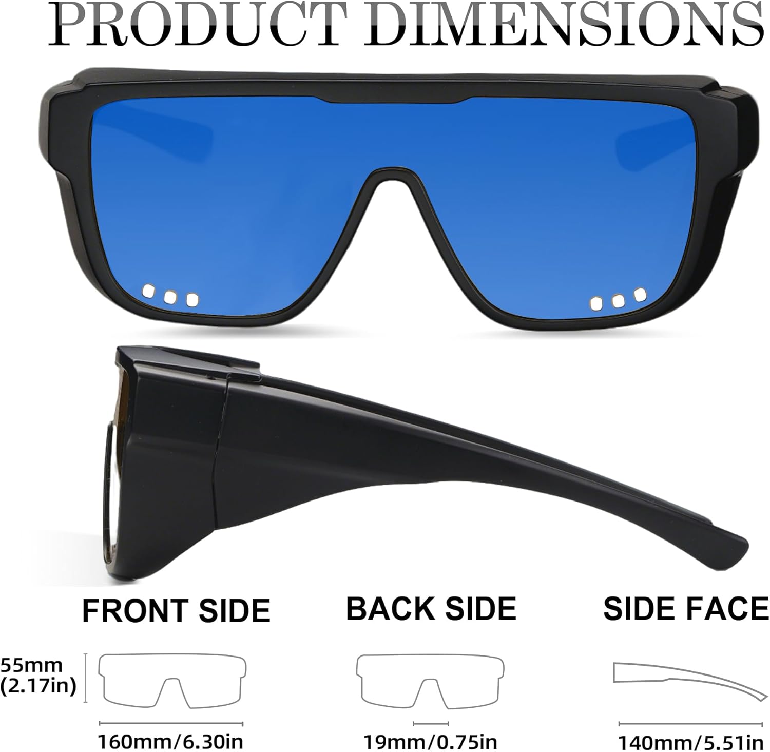 Fit Over Glasses Sunglasses with Side Shields, Polarized Windproof Sports Goggles UV400