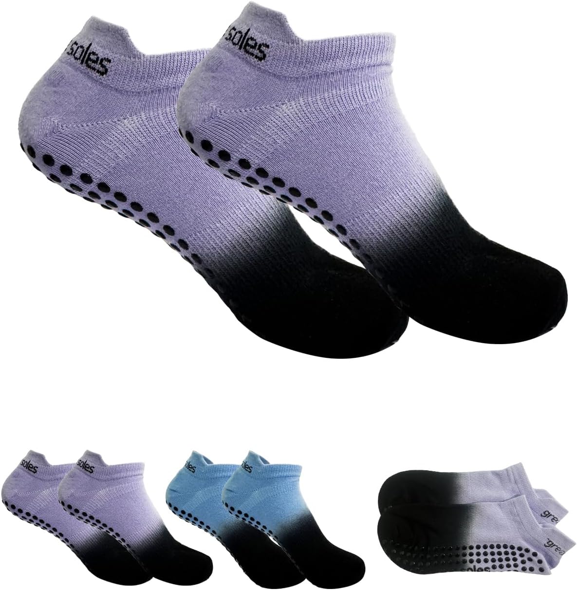 Yoga Socks with Grips for Women Non Slip Pilates Long Sock for Pilates Yoga Barre Training-2pk - Image 6