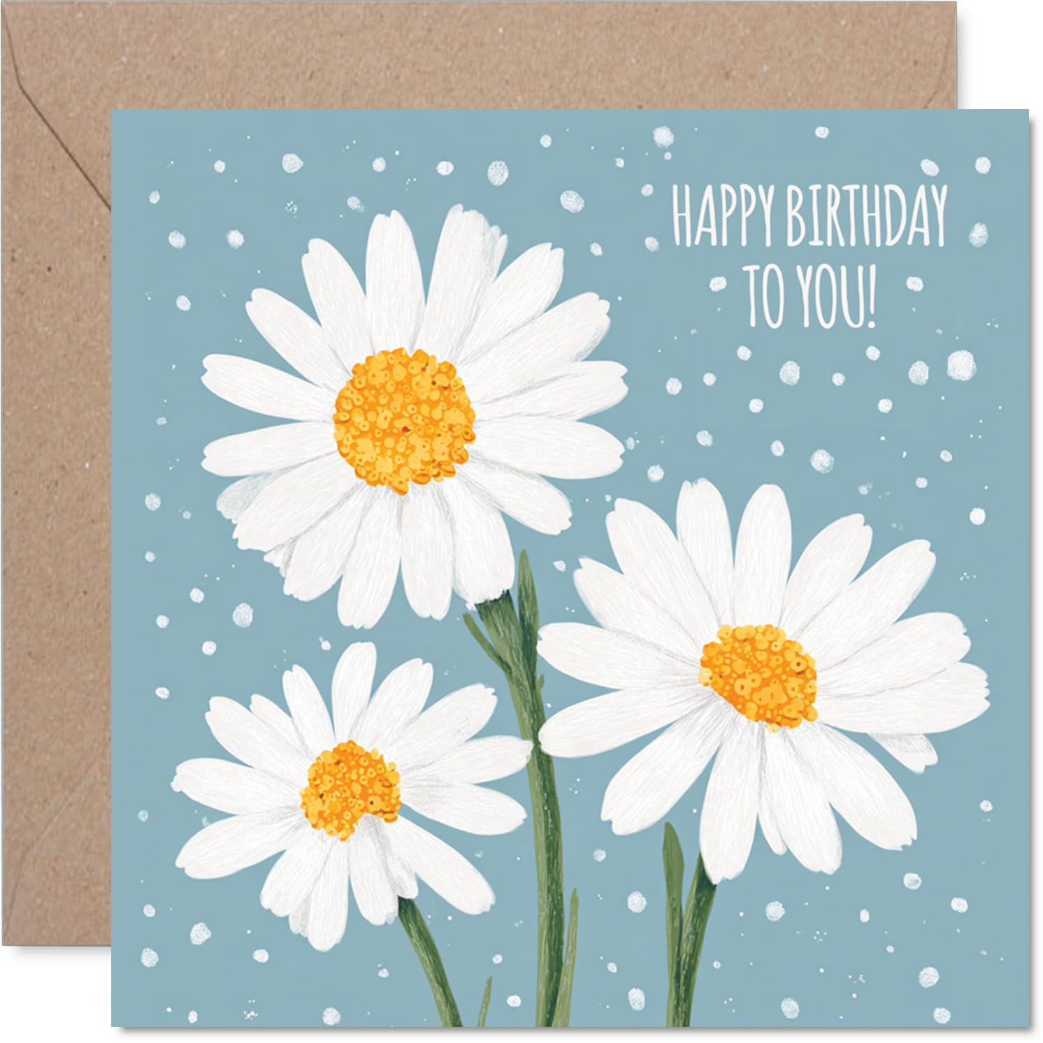 Family Birthday Card - Daisies - Happy Birthday Card for Family from Colleague Friends, 145mm Bday Greeting Cards