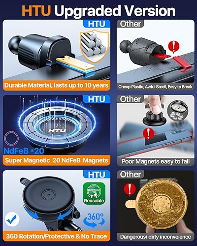 Miniatura 4 de Soporte de automóvil Magsafe actualizado 2025 80 libras de succión más fuerte y grado militar Potente soporte magnético para teléfono celular para