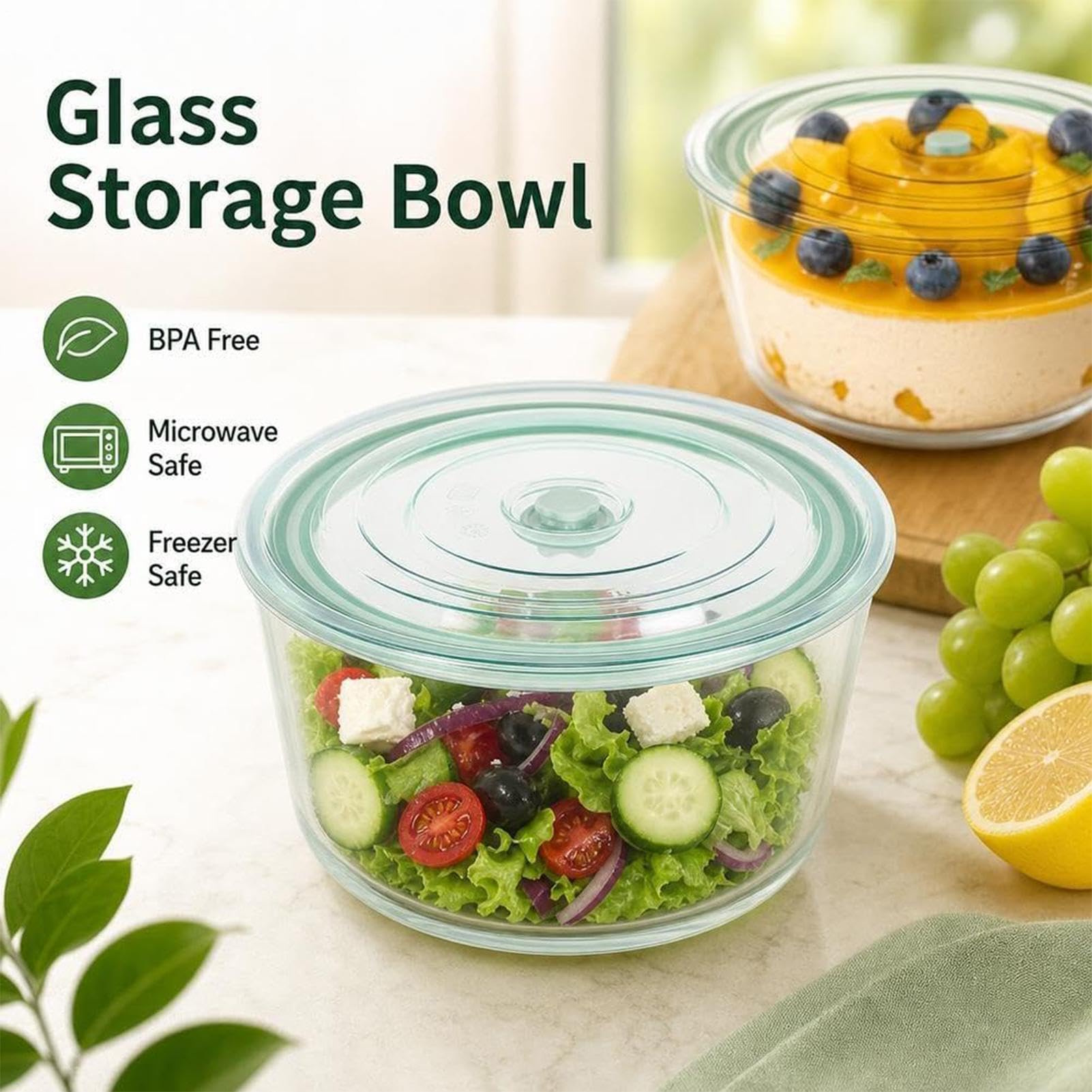 Trifle Bowl - Cuenco de vidrio transparente para servir ensalada de frutas