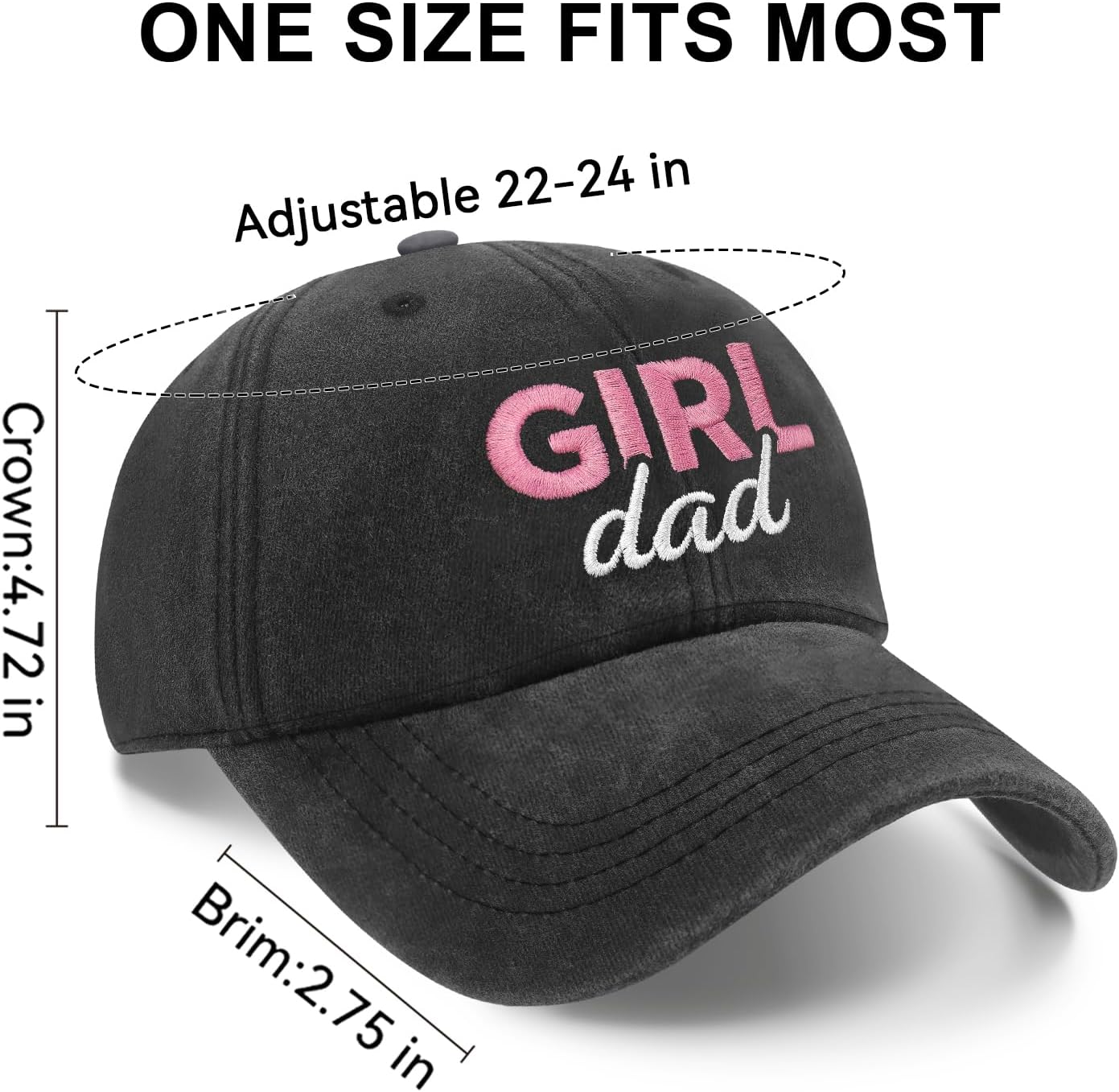 Girl Dad Hat from Son, Daughter, Wife, Girl Dad Gifts Embroidery Adjustable Cotton Baseball Cap