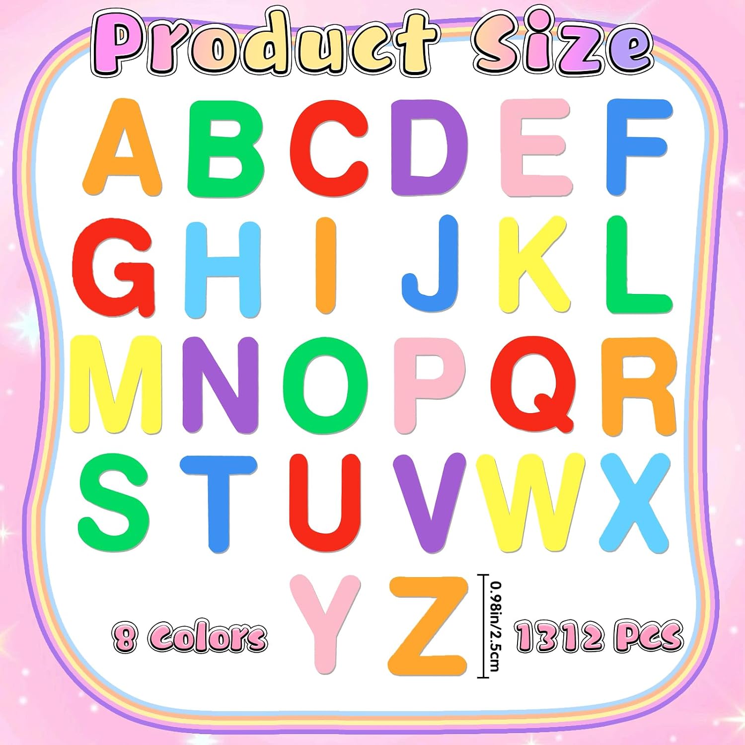 1312Pcs Foam Letter Stickers,Self-Adhesive Alphabet Sticker,8 Vibrant Color image 2