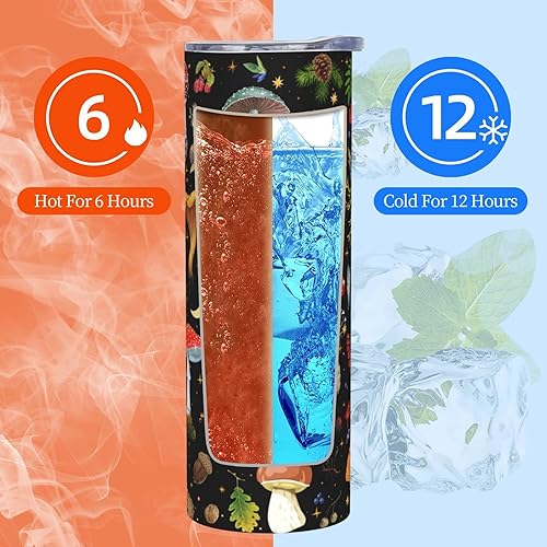 Miniatura 8 de Taza de hongos, taza de hongos, regalos de hongos, taza de café de 20 onzas, taza de viaje aislada con tapa a prueba de fugas, vaso reutilizable de