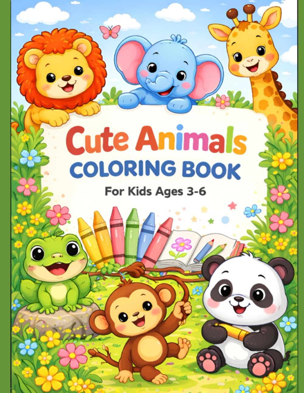 Cute Animals Coloring Book: For Kids Ages 3–6