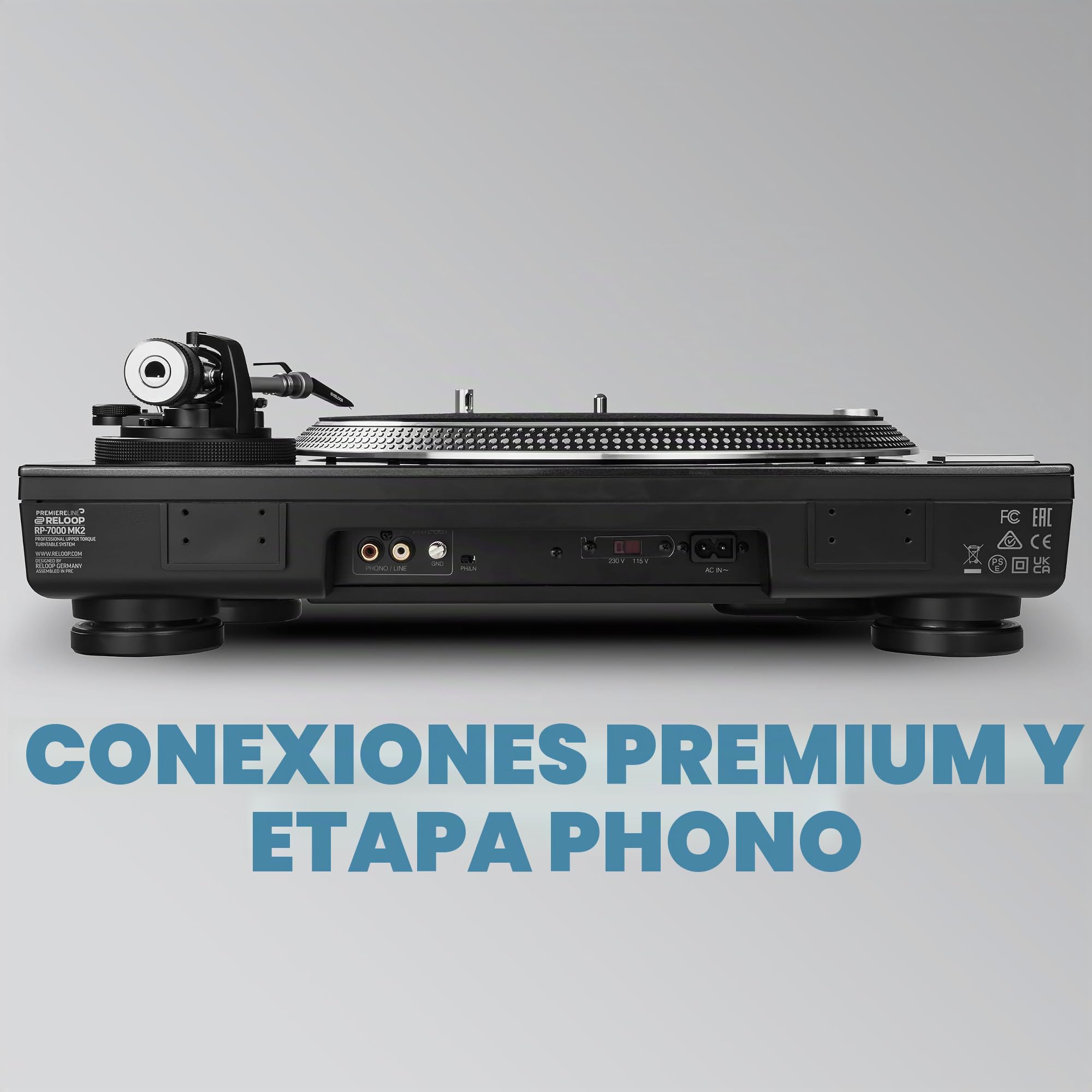 Reloop RP-7000 MK2 Profesional DJ Tirnable con Unidad Directa de Cuarzo de Torque Superior, Nueva Base de tonelada, altitud. (VTA) Brazo S-Sound Balanced estático (Silver Metallic)