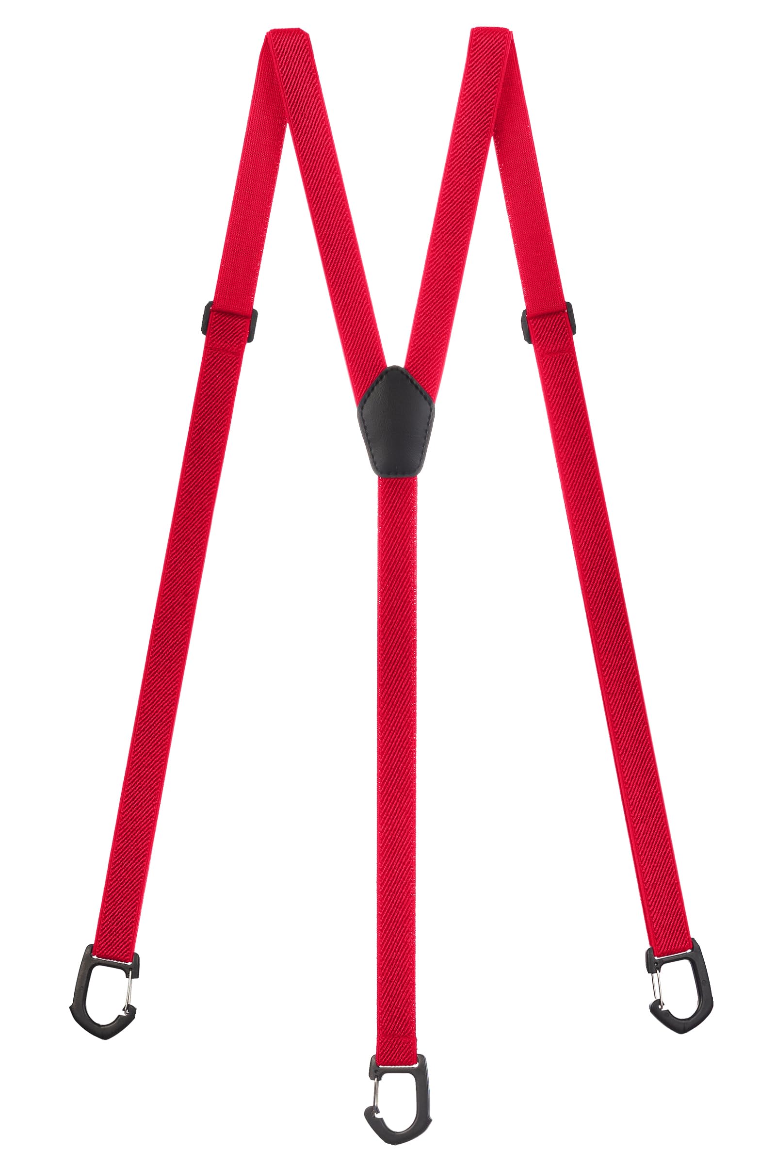 Olata Men's Red Skinny Y-Shape Braces/Suspenders With Plastic Carabiner Clips - 2Cm.