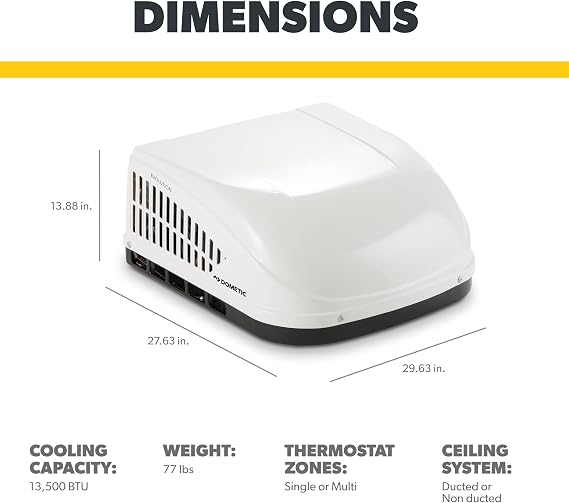 Dometic B57915.XX1C0 Brisk II Polar White Air Conditioner (13,500 BTU 410A)