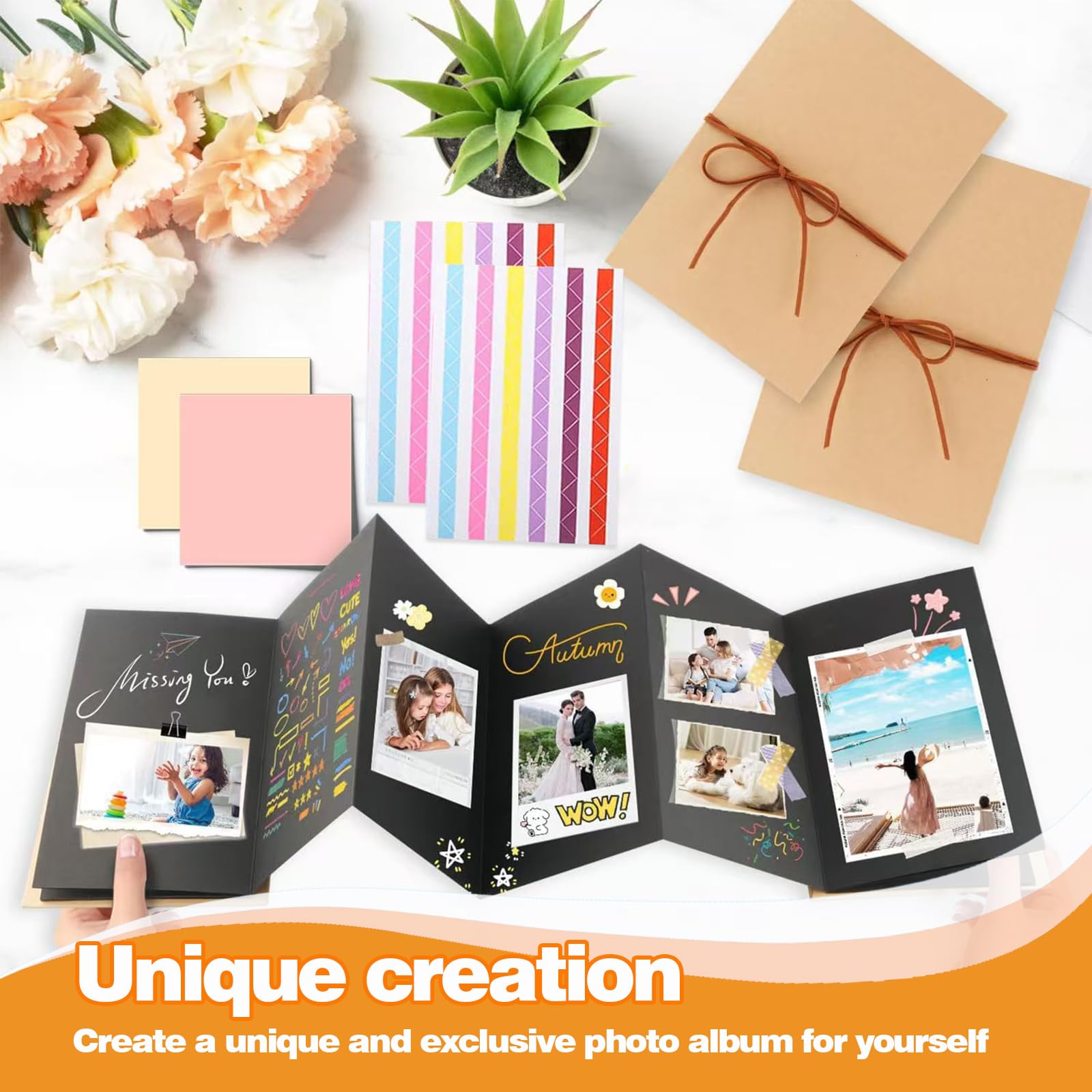 Libro in carta kraft con copertina rigida, stile fisarmonica, per foto fai da te, 36 pagine, per album di ritagli, per laurea, compleanno, anniversario, matrimonio, San, regalo