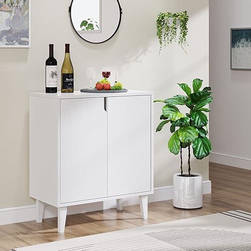 Armario blanco para cafetería, aparador de acento blanco para cocina, comedor, sala de estar, pasillo