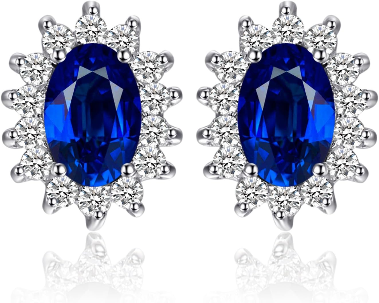 Princess Diana Kate Middleton Class Gemstone Birthstone Sapphire Emerald Ruby Stud Earrings for Women, 14k Yellow Gold Plated 925 Sterling Silver Earrings for Women, Earings Set