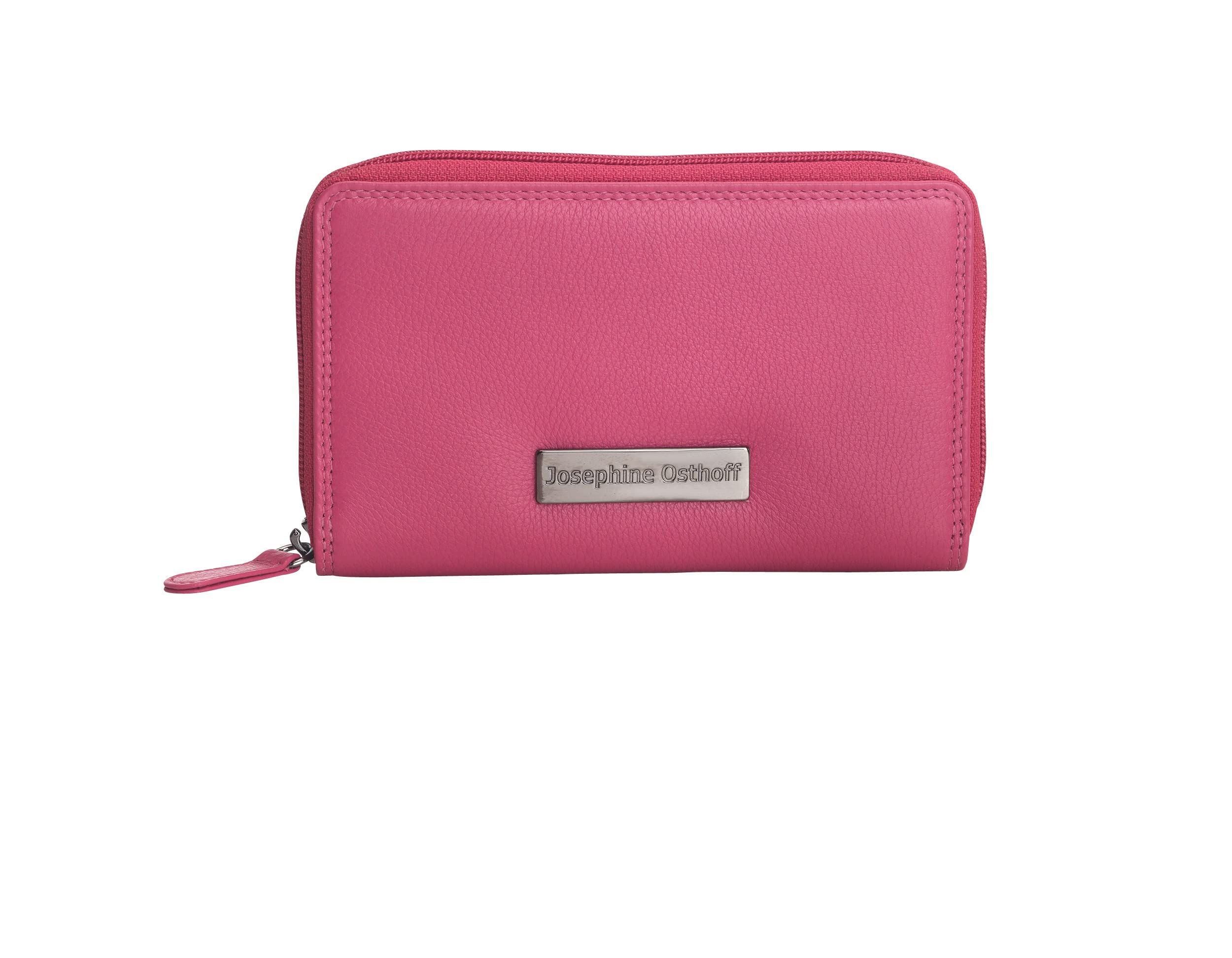 Nürnberg portfel z prawdziwej skóry z ochroną RFID, Fuchsia, 15,5 x 9,5 x 2,5 cm, Portmonetka na monety