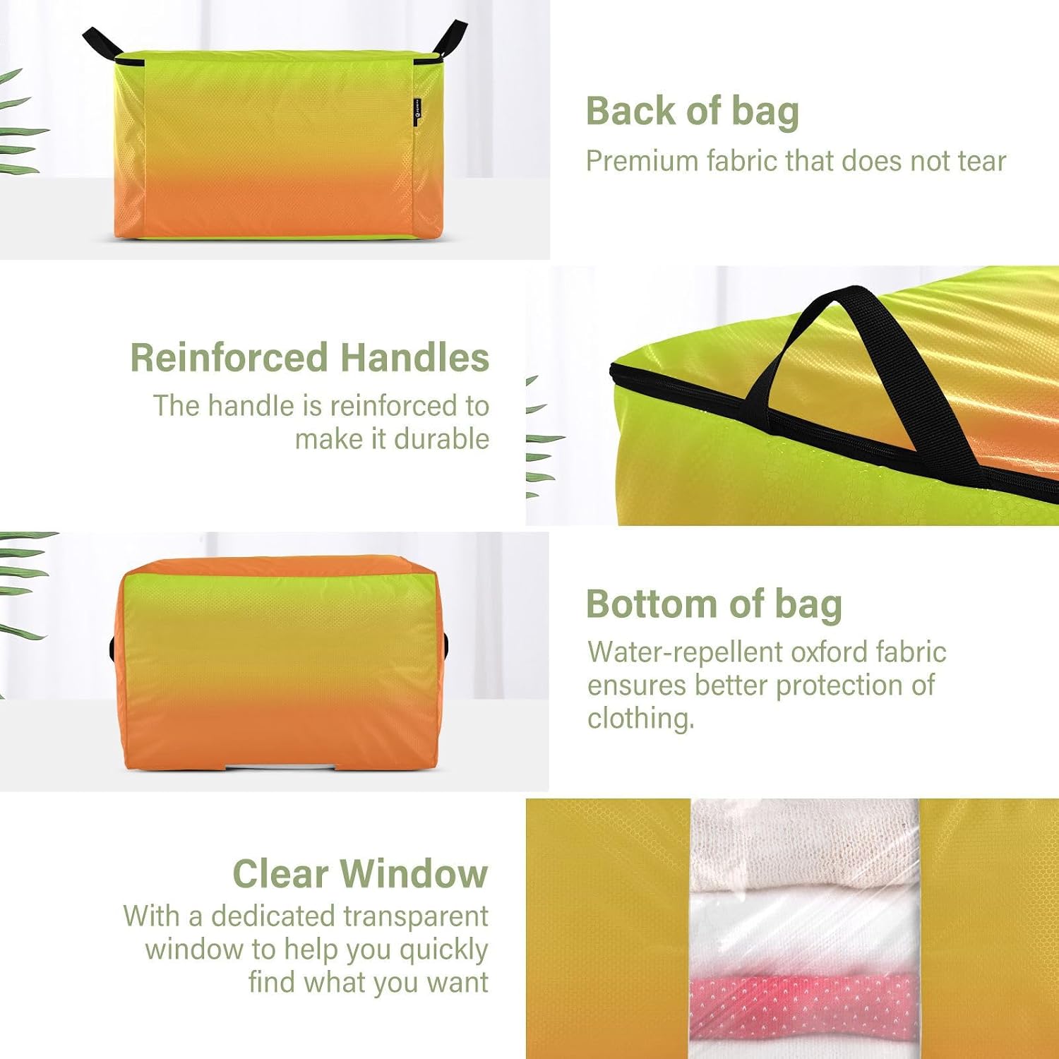 2 Pack Under Bed Storage Foldable Orange Red Gradient Organization And Storage Bedroom Closet Foldable Bins For Clothes With Lids Bed M image 4