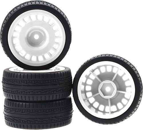 Miniatura 2 de Diámetro exterior de 2.756 in de goma y llantas de nailon de 0.472 pulgadas compatibles con Tamiya HPI Kyosho HSP 110 112 On-Road Touring Car