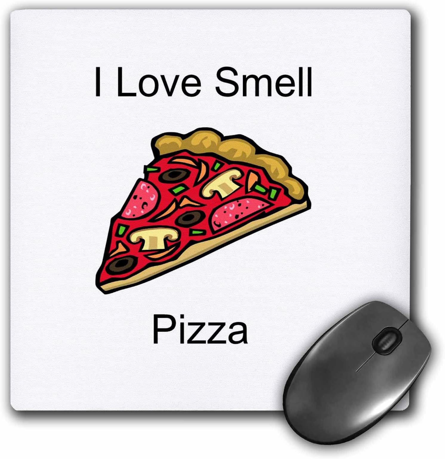 3dRoseImage of I Love Smell of Pizza with Fancy Pizza Slice - Mouse Pads (mp-364023-1)