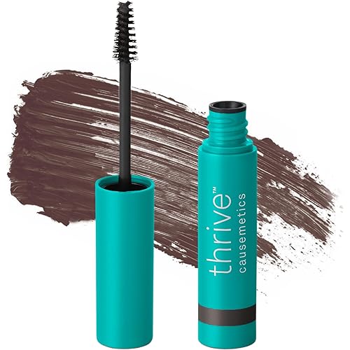 Thrive Causemetics Instant Brow Fix Semi-Permanent Eyebrow Gel, Waterproof Tinted Eye Brow Gel with Vitamin B5, Smudge-Proof, Long Lasting Definition, Vegan & Cruelty Free, Serena (Deep Brown)