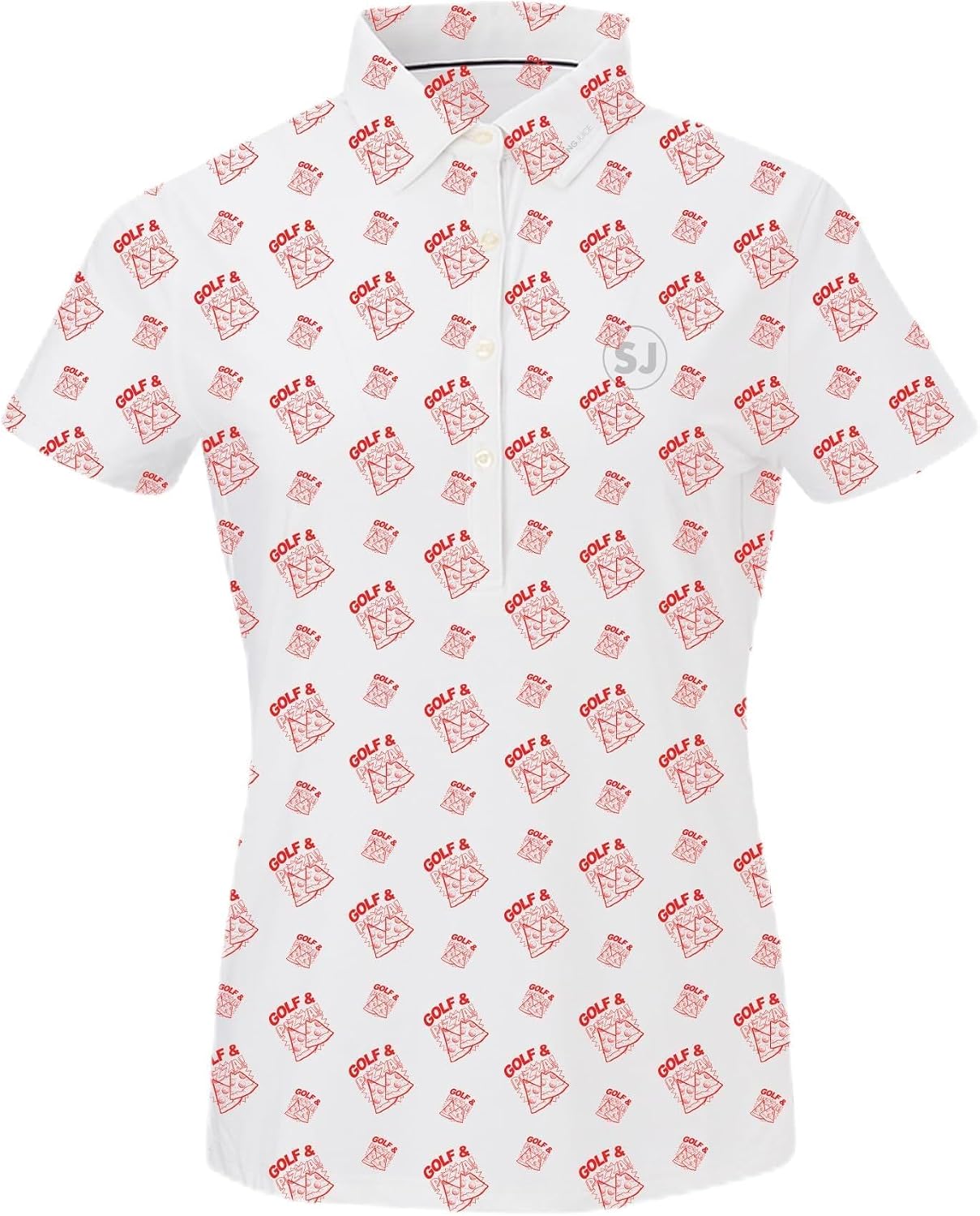 SwingJuice Women's Performance Polo Shirt Golf & Pizza Fashion Print Quick Dry UPF Funny Golf Shirt for Women