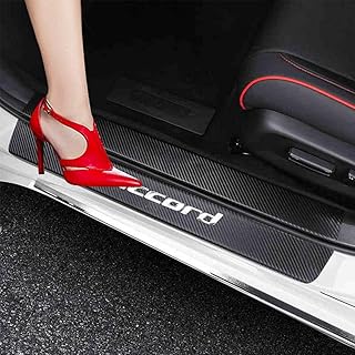 XITER For Honda Accord 2012-2025 Carbon Fiber Leather Car Door Sill Scuff Plate Guard Sills Door Entry Guard Protector Trim Autoparts Accessories 4PCS (SILVER)