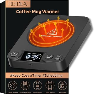 REIDEA NENO Coffee Mug Warmer with Timer & Scheduling, 35W Rapid Heating, 9 Temperature Settings for Glass, Ceramic, and Metal Cups, Auto-Shutdown Safety, Ideal for Home & Office