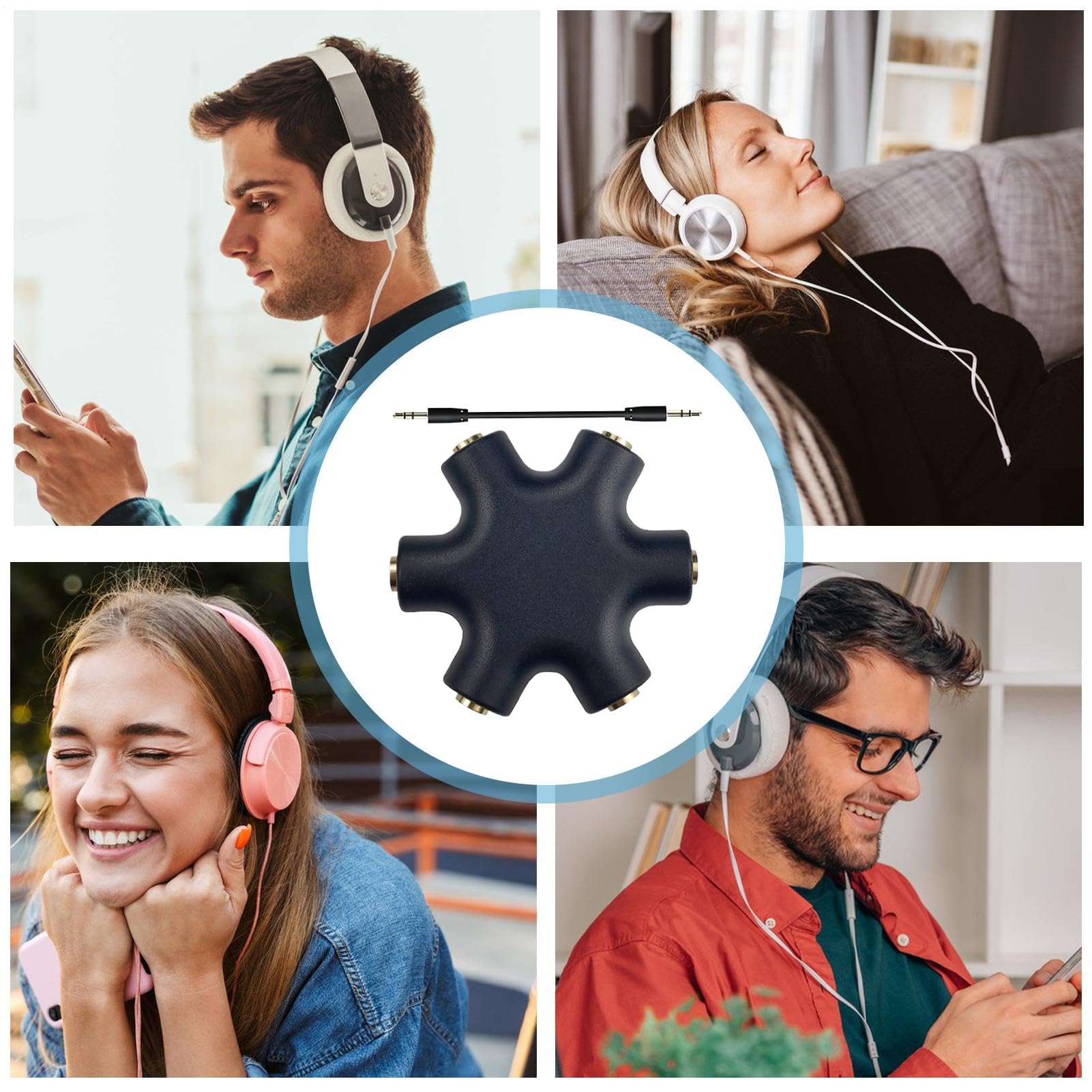 Splitter Audio 3.5mm Per Cuffie – Doppia Uscita Stereo, Compatto 14.5g, Per Condividere Musica E Video