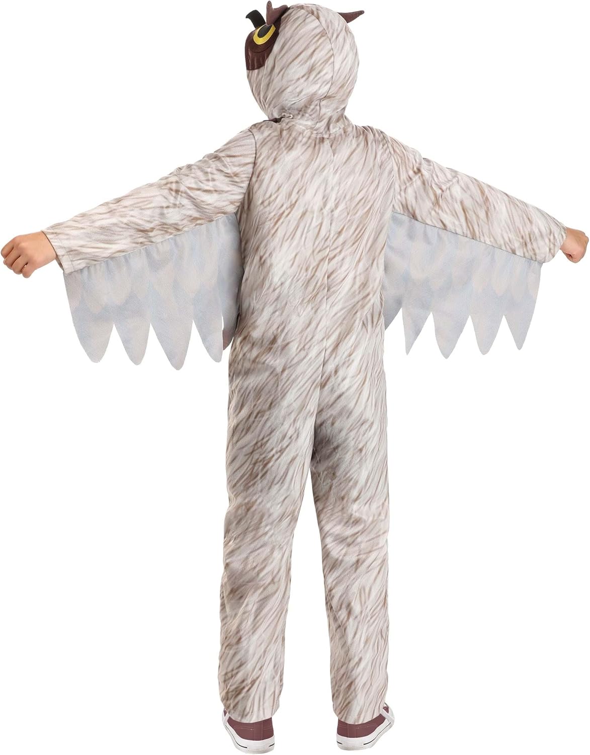 Kid's Brown Barn Owl Costume | Nocturnal Predator Bird Jumpsuit with Attached Wings & Hood - Image 5