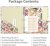 Vista 59 de Ospelelf Mini 3 Ring Binder, 2 Inch, Cute Pink Marble Binder for 5.5" x 8.5" with 5 Tab Dividers, File Folder Labels and Low Profile Clipboards