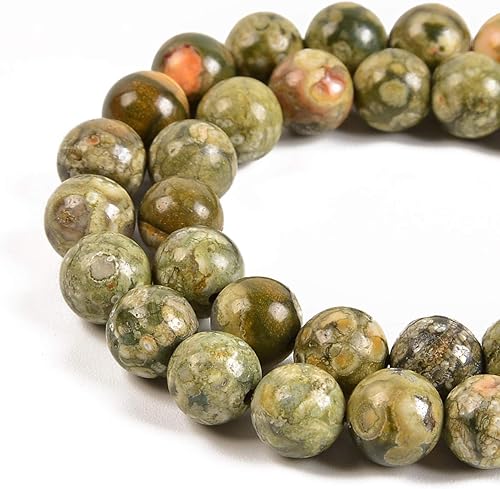 Nancybeads 36 cuentas redondas sueltas de riosita natural de 0.394 pulgadas (0.394 in), para fabricación de joyas, 15.5 pulgadas, 1 hebra (riosita,