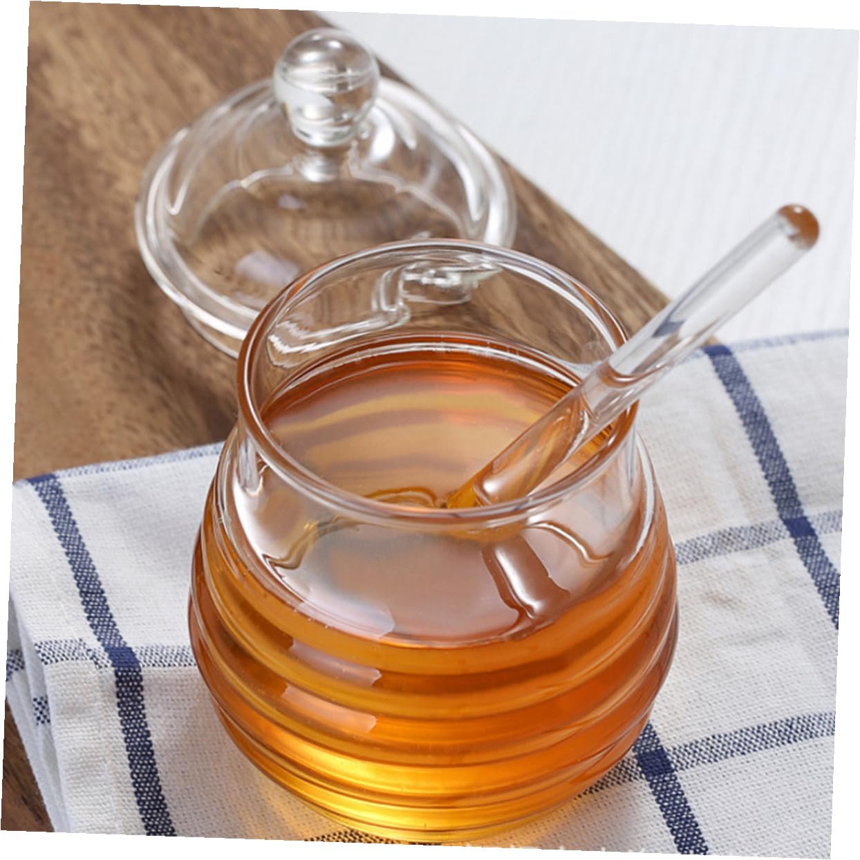 Mikinona Juego de 2 Frascos de Vidrio para Miel Transparentes 250ml