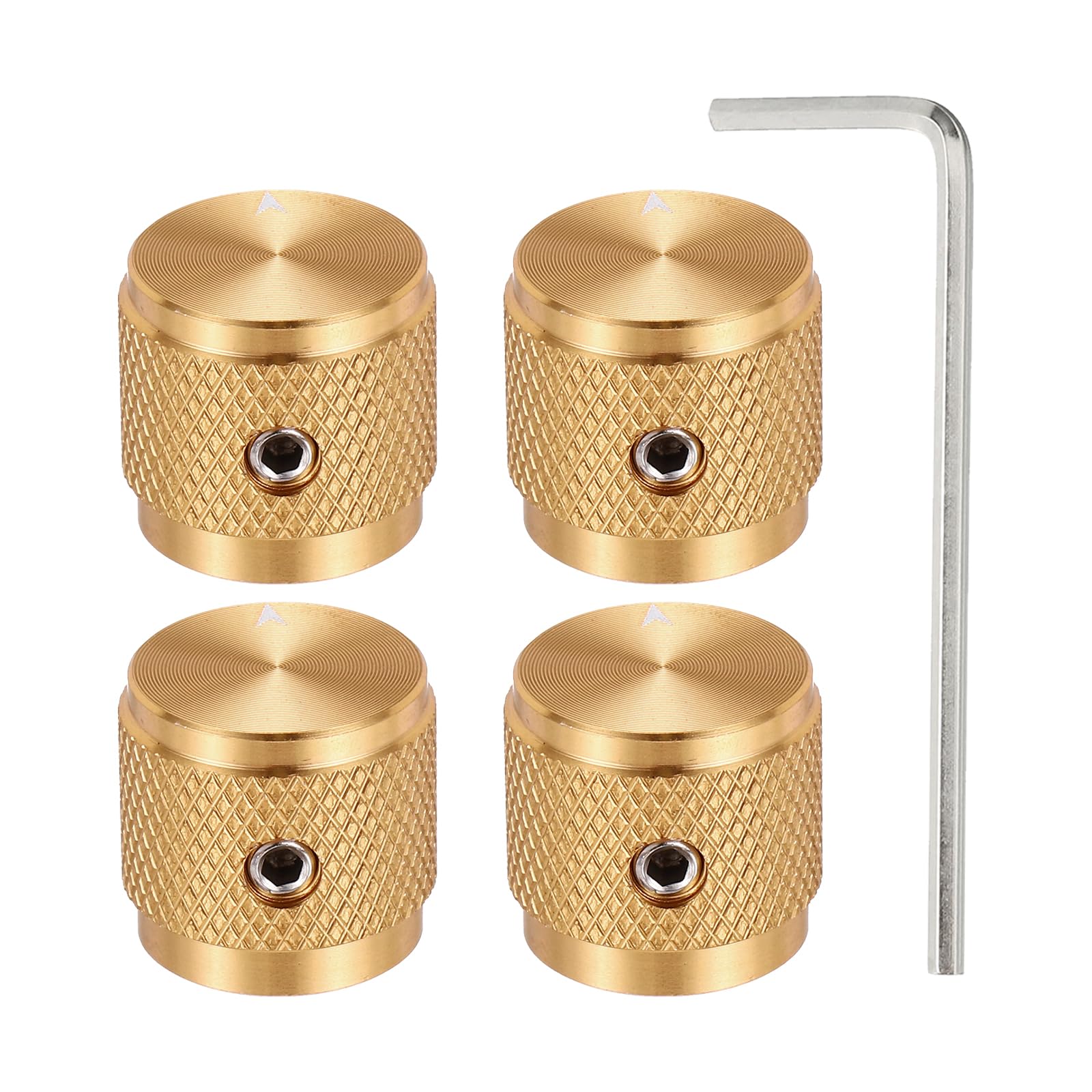 sourcing map 4 Pcs Aluminium Potentiometer Knobs, 1/4" (6mm) Universal Volume Tone Control Knobs with Arrow Indicator for Guitar, 5/8" Gold