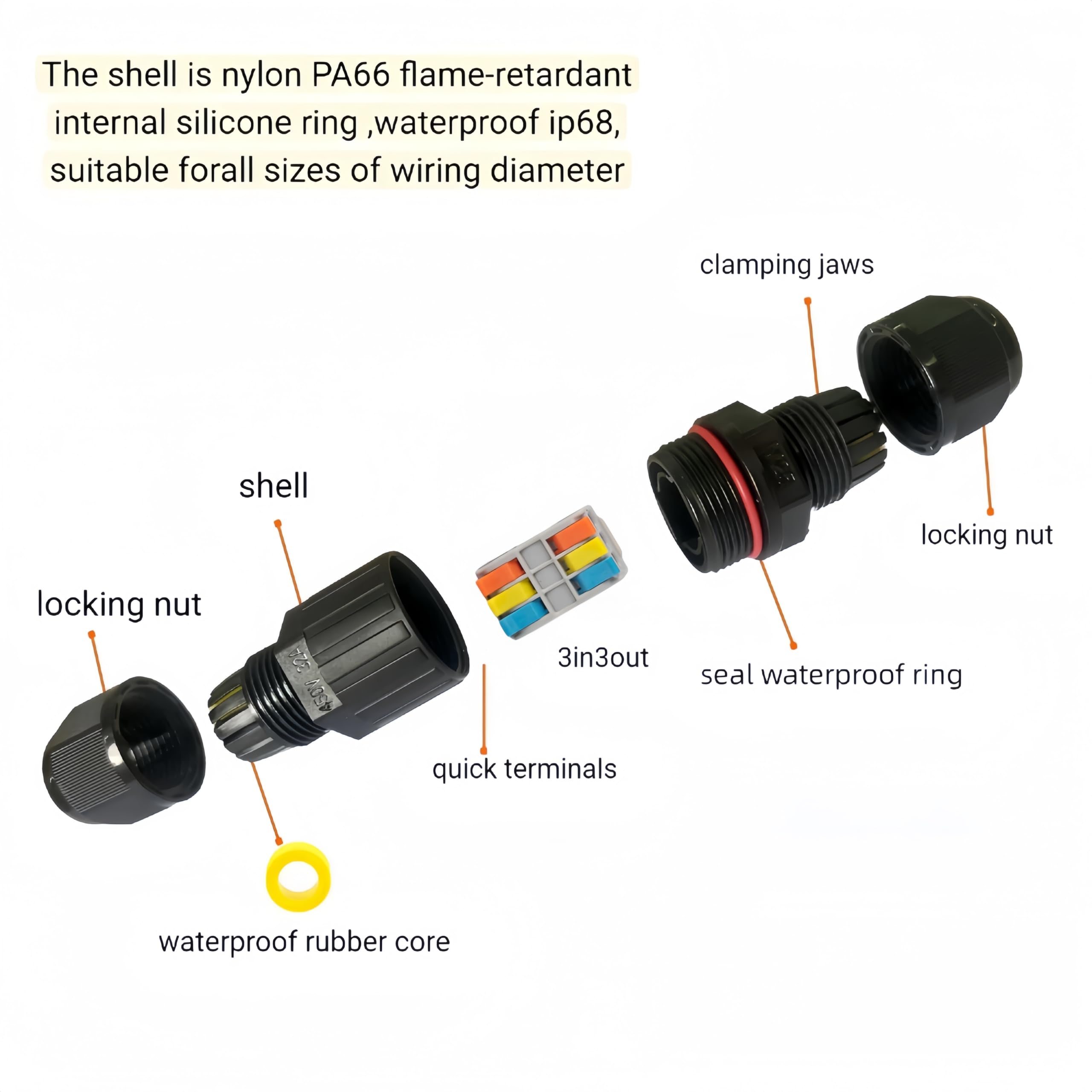 IP68 Waterproof Junction Box - Outdoor Cable Connectors -3