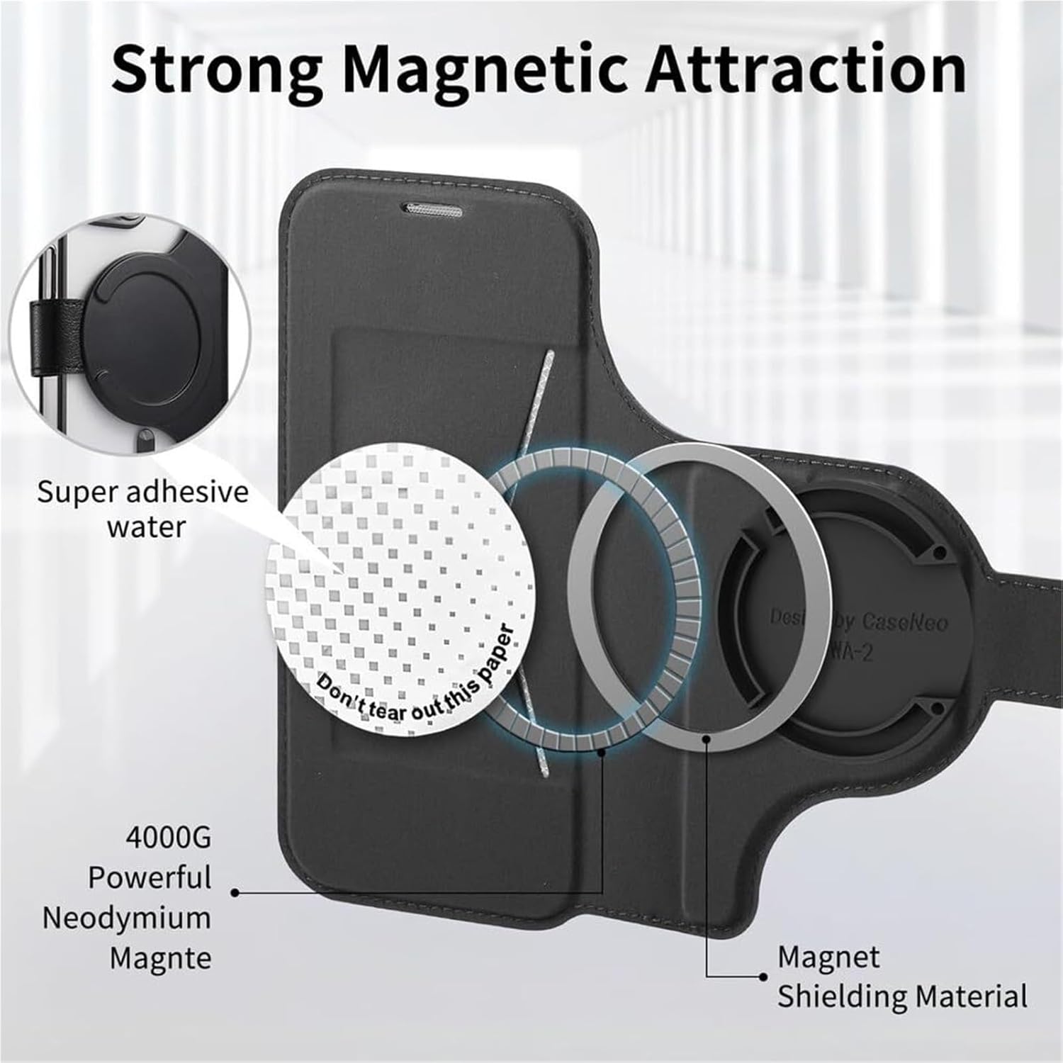 Magnetic Leather Folio Case for iPhone 17/17 Air/17 Pro/17 Pro Max, Detachable Transparent Shell with Card Holder & Wireless Charging(Silver,17 Pro)