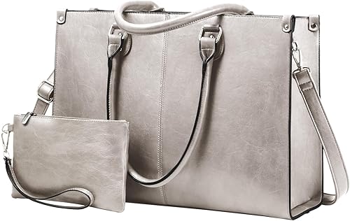 Miniatura 17 de LOVEVOOK Bolsa de mano para laptop para mujer, 15.6 pulgadas de gran capacidad, de cuero vintage, bolsa de trabajo para computadora, bolso de hombro