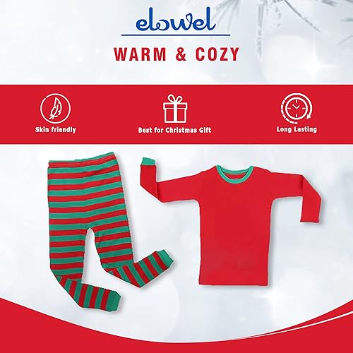 Miniatura 5 de Elowel piyama de dos piezas a rayas para niños y niñas, 2 piezas, 100% algodón, talle 6 meses a 12 años