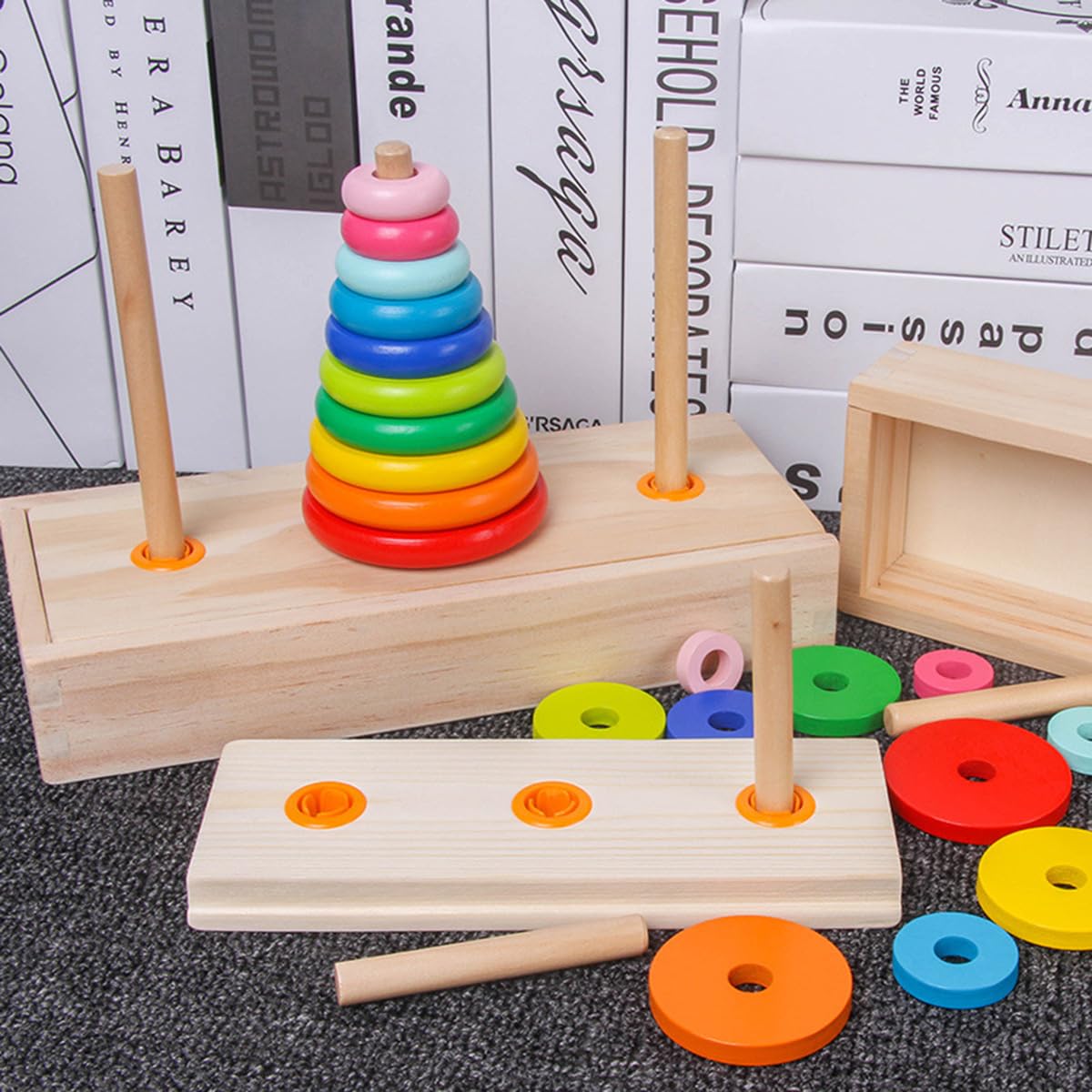 Amazon.co.jp: ハノイの塔 パズル 木製おもちゃ 数学パズルおもちゃ