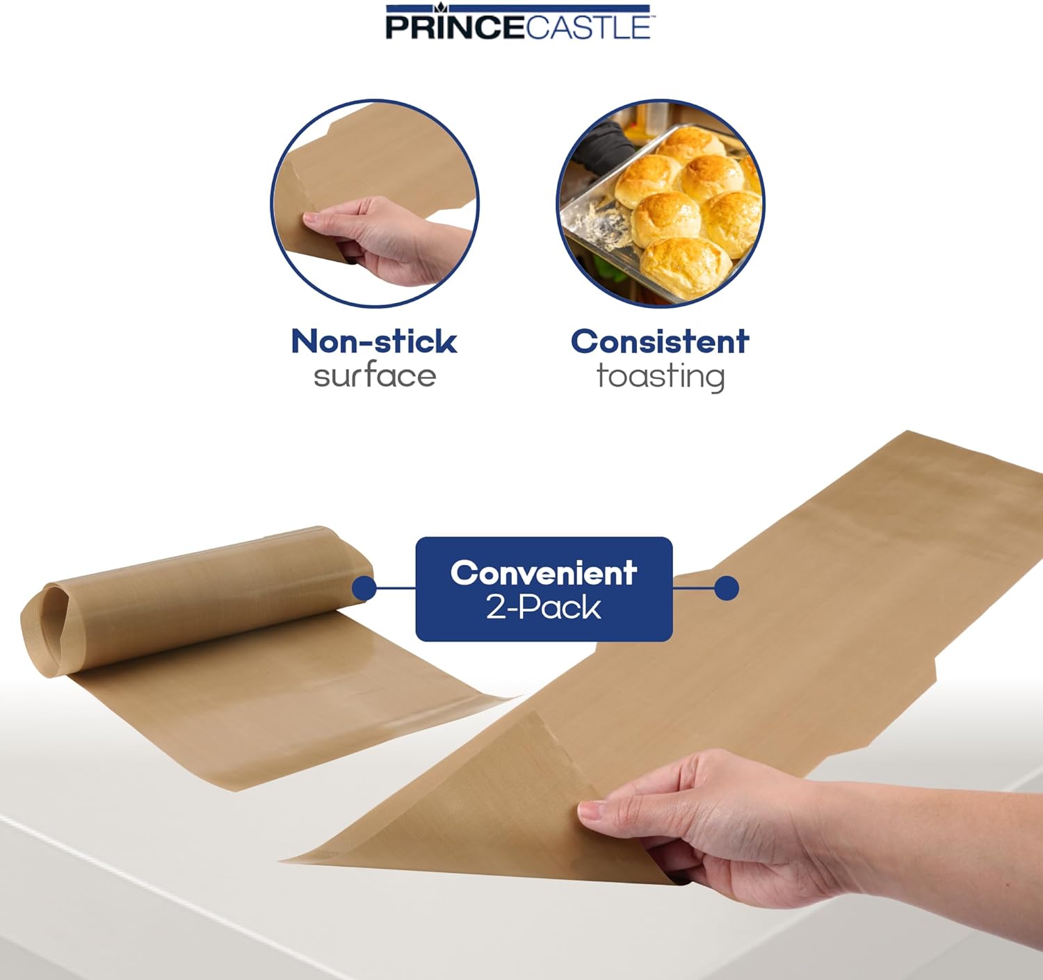 Prince Castle Release Sheets for Dual Sided Contact Toaster CTD (Pack of 2) - Non-Stick and Commercial Toaster Liner for Bread, Baking Sheets, Buns and More