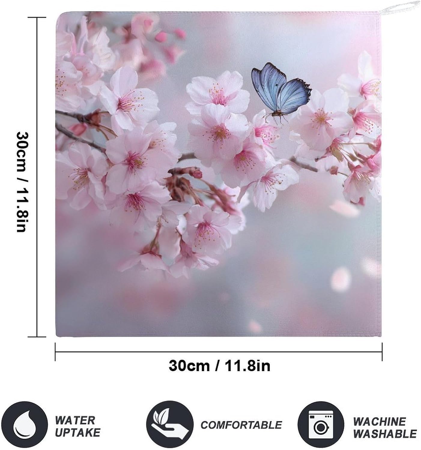 Plum Cherryflower Butterfly Hand Towels for Bathroom Handkerchief | Absorbent,with Hanging Loop,Kitchen Towels,for Home Hotel,Soft