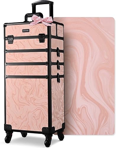 Vista 48 de BYOOTIQUE Cosmetology - Estuche rodante para almacenamiento de uñas, carrito de almacenamiento para maquillaje, maleta de peluquería de viaje