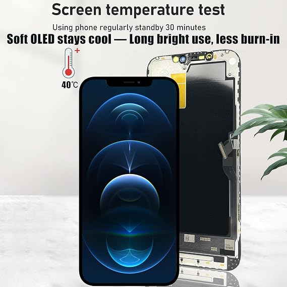 Soft OLED for iPhone 12 Pro Max Screen Replacement, 6.7'' COP Display NOT LCD, 1:1 Window & Resolution & Thickness, Temp Control, with Repair Kit for iPhone 12 Pro Max Replacement Screen