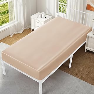VACVELT Cot Fitted Sheet, 31 x 75 Inch Beige Cot Sheets, Ultra Soft and Breathable Satin Bed Cover Snug Fit for Narrow Twin/RV Bunk/Camper Bunk/Guest Beds/Trifold Mattress