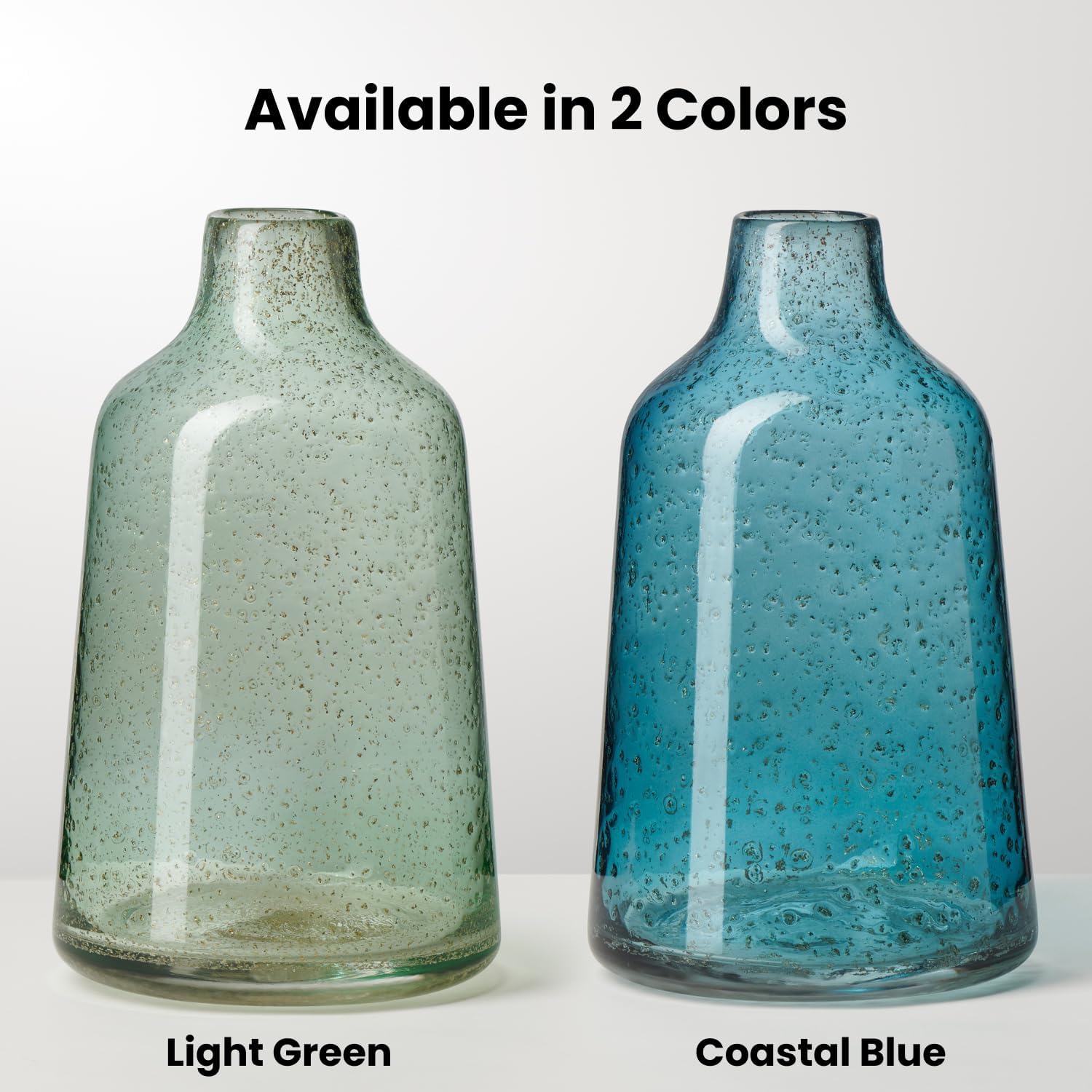 Torre & Tagus 10 Inch Tall Green Glass Vase with Gold Flakes, Mouth Blown Glass Vases Green Flower Vase Centerpieces, Watertight for Hydroponic Plants, Coastal Seagreen Gold Decor Accents (Marina) - Image 7