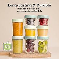 Vista 4 de KeaBabies Paquete de 4 recipientes de vidrio de 8 onzas y 4 onzas con tapas, a prueba de fugas, pequeños frascos de vidrio para microondas, purés