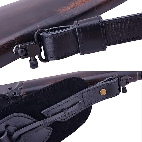 Miniatura 5 de Correa de cuero de grano superior para rifle con soporte de carcasa para .30-06 .30-30 .45-70 .38357 .22LR 12GA 20GA