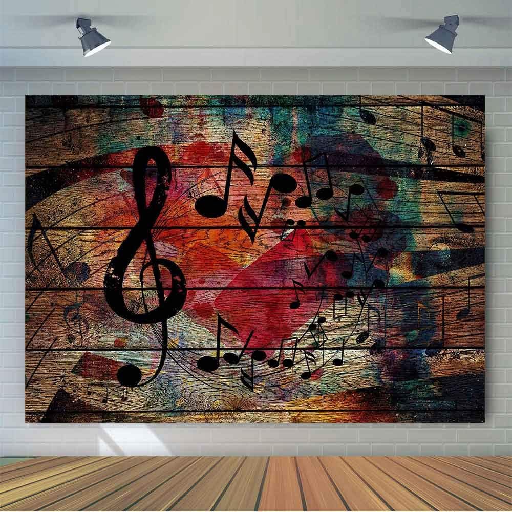 Crazy Deals Music Stage Backdrop Note Wooden Wall Photography Background MEETSIOY 7x5ft Themed Party Photo Booth YouTube Backdrop GEMT1371
