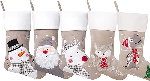 Miniatura 8 de Juego de 5 medias de Navidad personalizadas para decoración familiar con nombres bordados, medias personalizadas de Navidad (muñeco de nieve, Papá