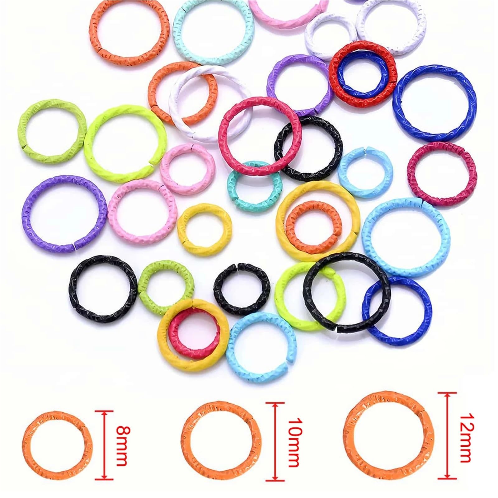 Farbige Binderinge für die Schmuckherstellung, 500 Stück, bunt, gemischte Legierung, geteilte Biegeringe, Sternherz, rund, gedreht, offene einzelne Schlaufen, Ringverbinder für Schmuckherstellung