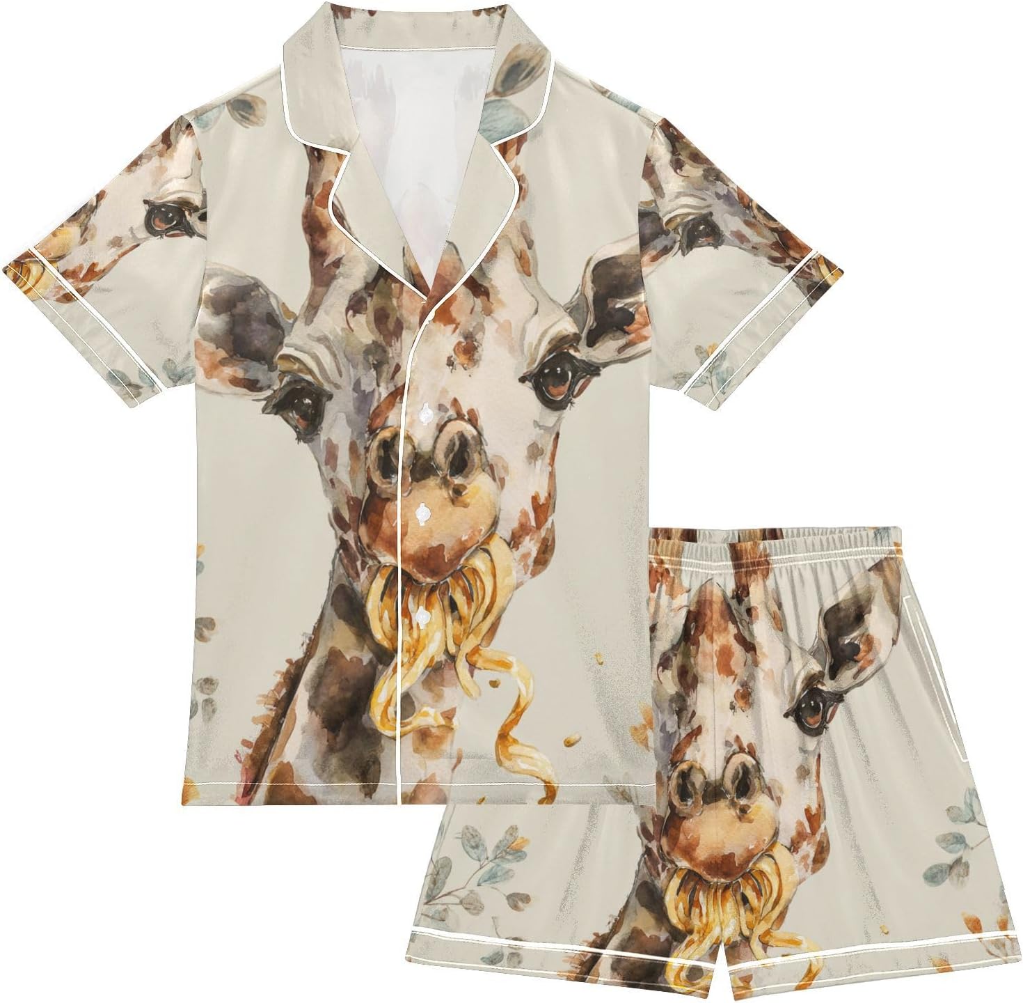 Silk Pajamas Sets Soft Satin 2 Piece Pjs Set Short Sleeve Sleepwear Nightwear