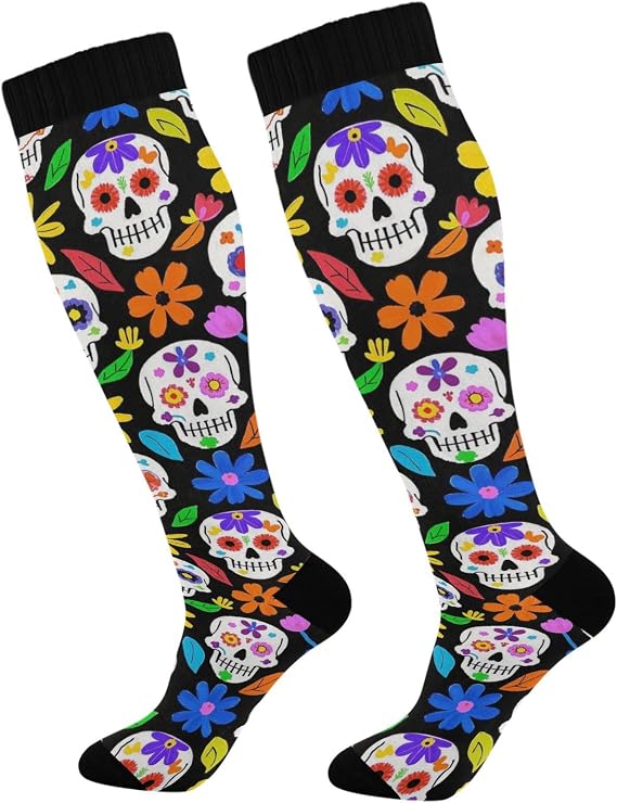 Halloween Compression Socks Women Men Wide Calf Knee High Stockings